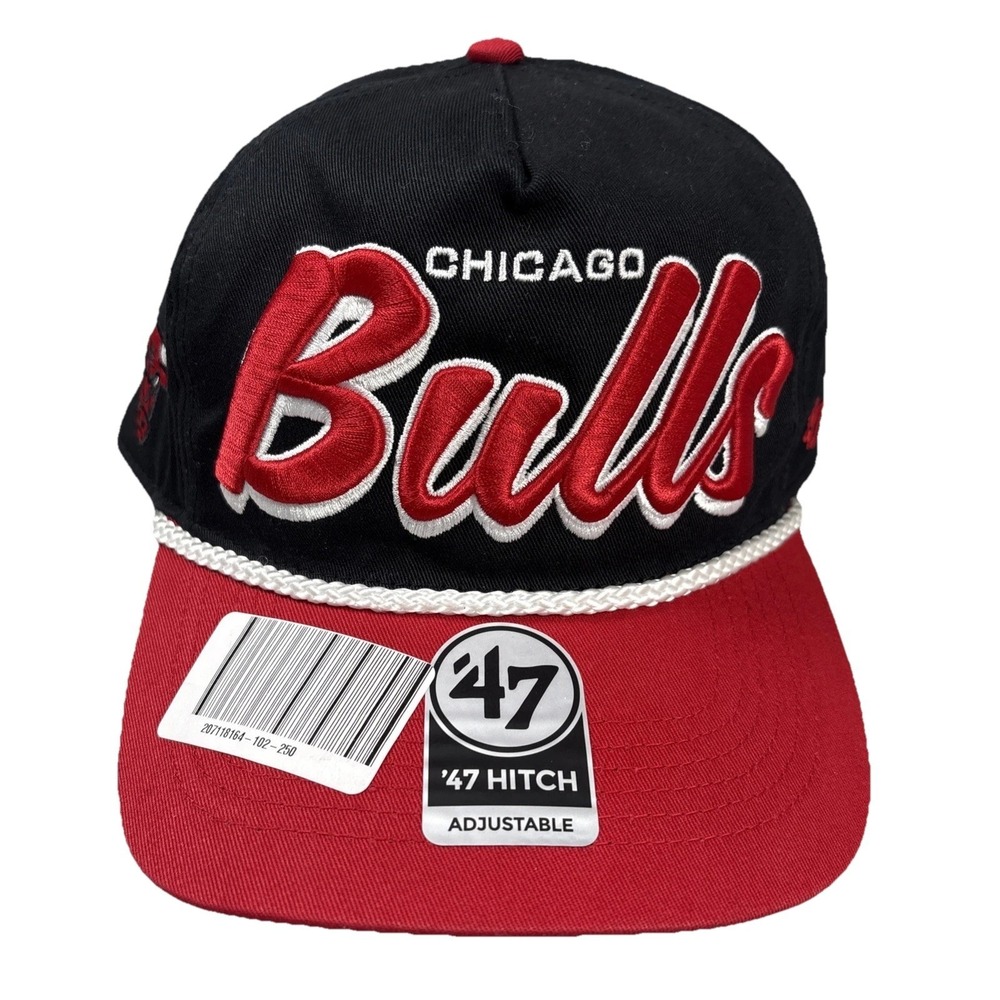 Chicago Bulls '47 Hitch Rope Script Adjustable Black / Red Snapback‎ Hat NBA